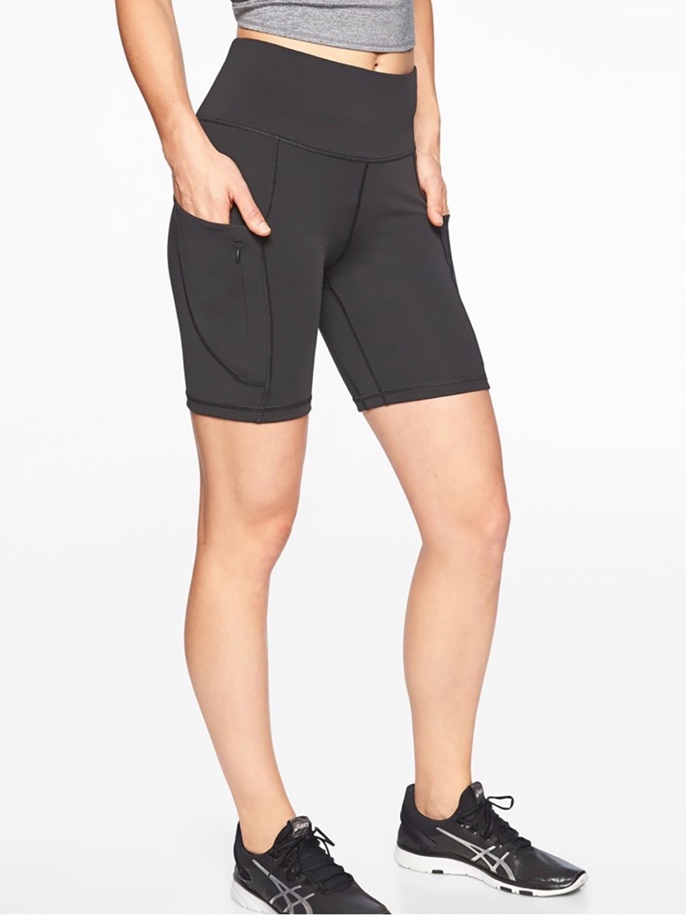 Athleta Black All In Bike Shorts with Side Pockets